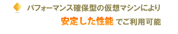 パフォーマンス確保型の仮想マシンにより安定した性能でご利用可能